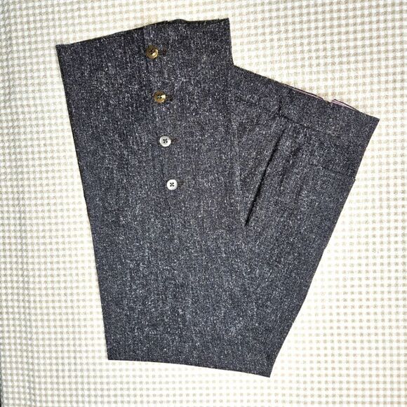 Elevenses Gray Brown Tweed Wide Leg Button Accent Zip Front Dressy Trouser Pants - Picture 1 of 15